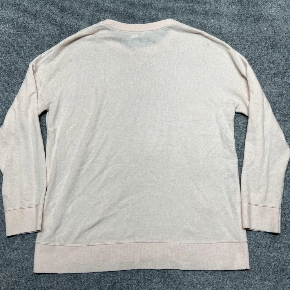 Kate Spade Sweater Womens Medium Pink Floral Jewel Crewneck Pullover Knit Top